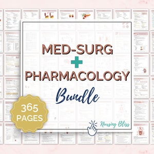 Pharmacology and Med Surg Bundle Study Guide | ECGs EKGs | Shock | 100+ Medications Classes & MORE | Blank Drug Cards | Dosage Calculation