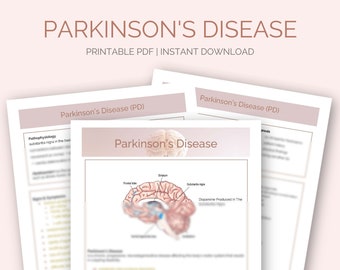 Parkinson's Disease | Nursing Study Notes | Student Study Guide | Med Surg | Neurologic Disorder | Digital Download | Digital File | PDF