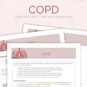 May include: Printable PDF document titled "COPD" with an illustration of a human lung in red and white. The document provides information about Chronic Obstructive Pulmonary Disease (COPD).