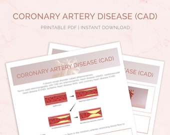 Coronary Artery Disease Study Guide | CAD Nursing Study Notes | Med Surg | Cardiac System | Student Cheat Sheet | Digital Download