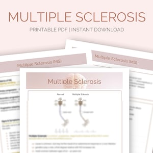 Multiple Sclerosis | MS | Nursing Study Notes | Student Study Guide | 3 pages | Med Surg | Neurological Disorder | Digital Download | PDF