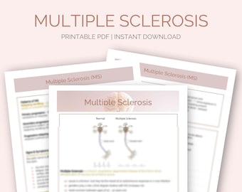 Multiple Sclerosis | MS | Nursing Study Notes | Student Study Guide | 3 pages | Med Surg | Neurological Disorder | Digital Download | PDF