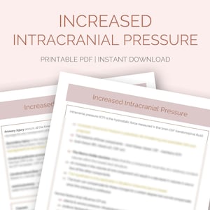 Increased Intracranial Pressure | ICP | Nursing Study Notes | Student Study Guide | 4 pages | Med Surg | Neurologic Disorders | Digital PDF