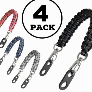 Handles for Hydro Flask Lids - Paracord Clip-on Handle Replaces Flex Strap on Wide and Standard Mouth Water Bottle Caps, 4-Pack