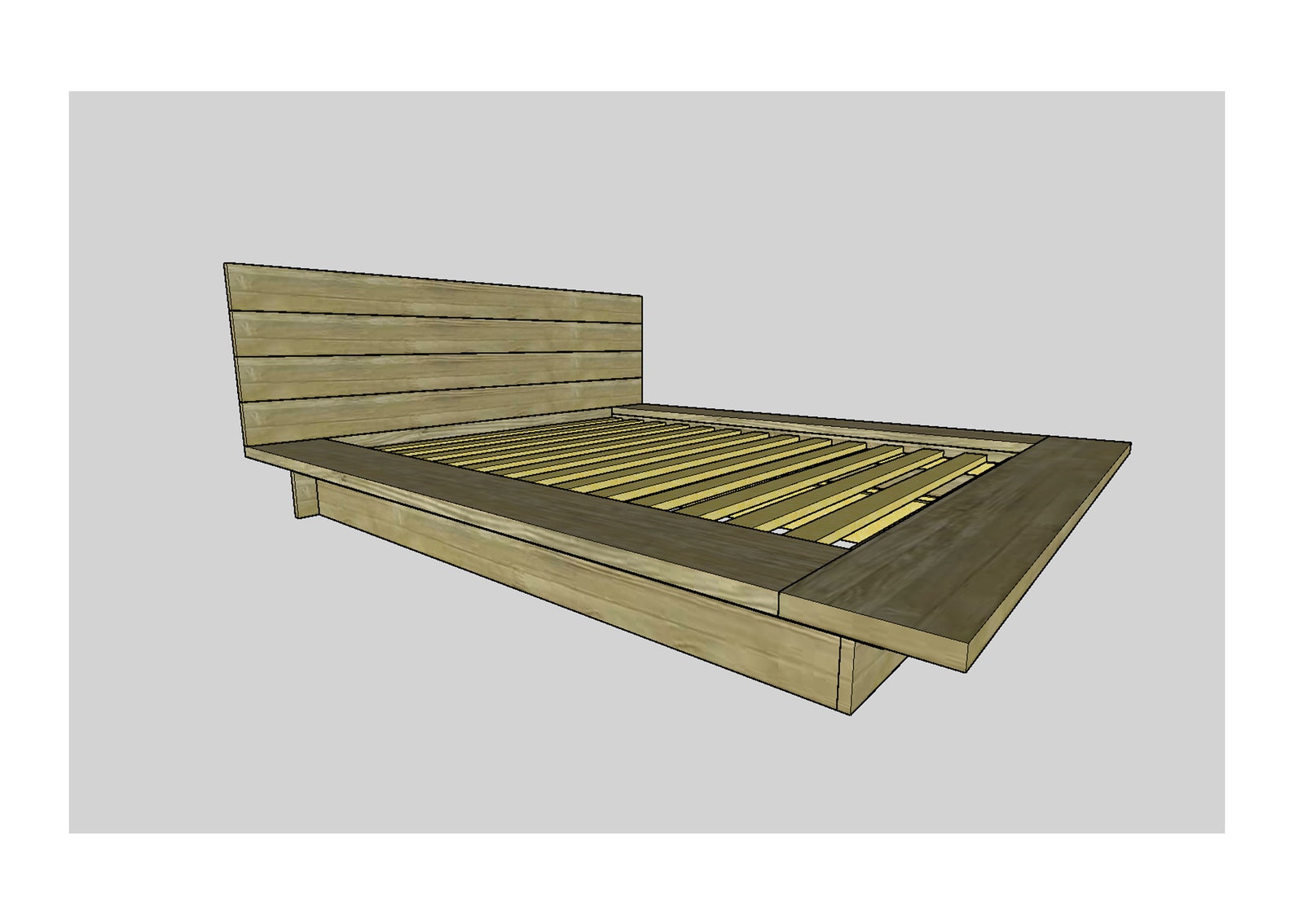 FLOATING RUSTIC Bed Frame queen Size Bed DIY Plans Etsy