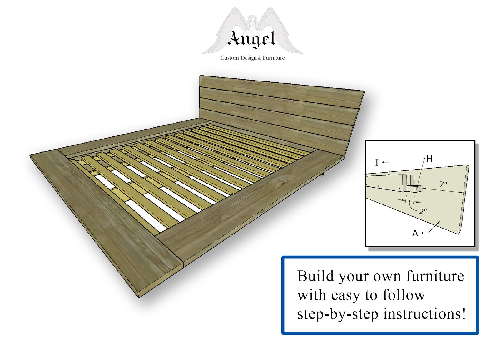 FLOATING RUSTIC Bed Frame Queen Size Bed DIY Plans Etsy