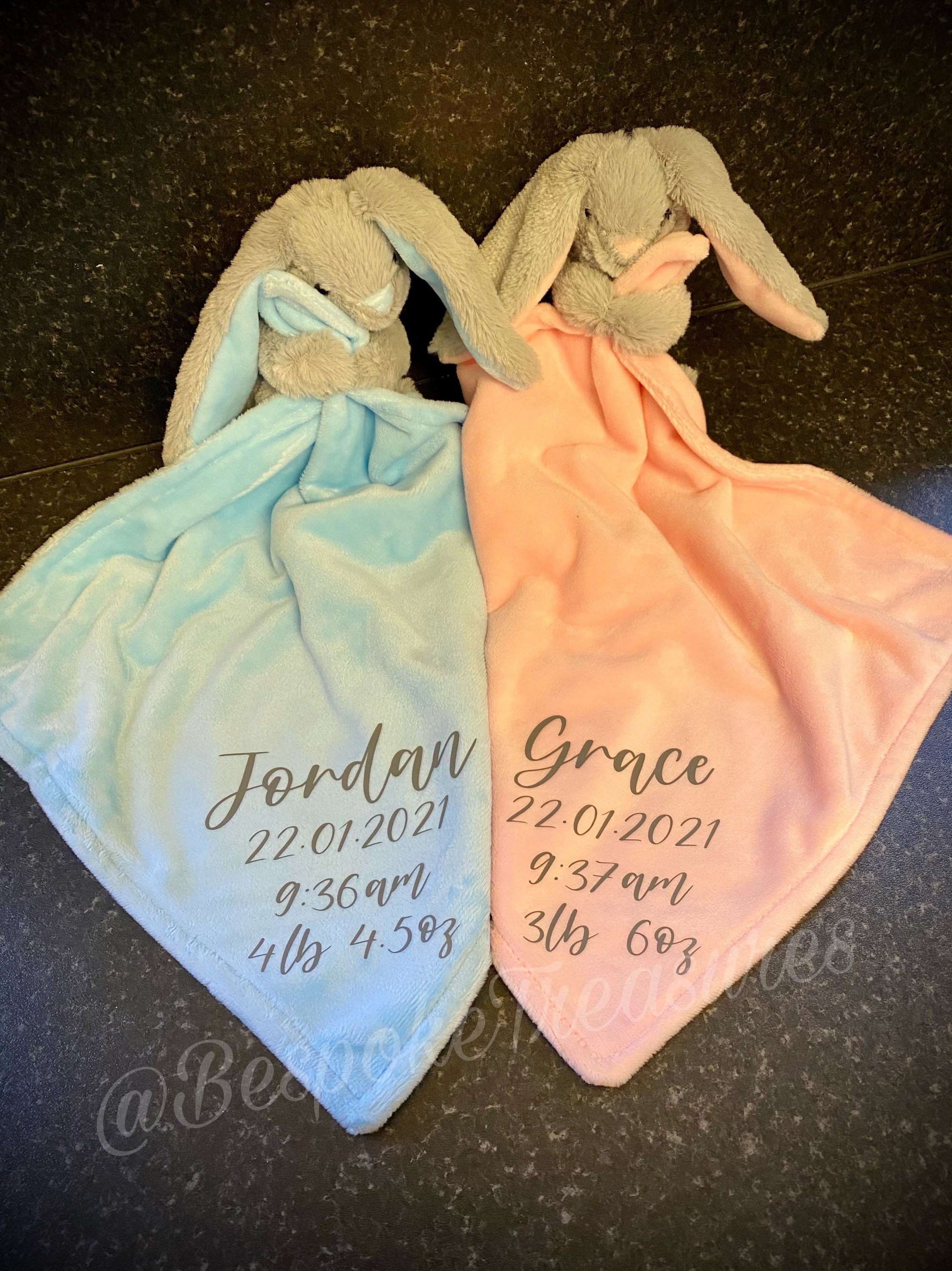Personalised bunny comforter / Personalised / Keepsake / Vinyl Etsy