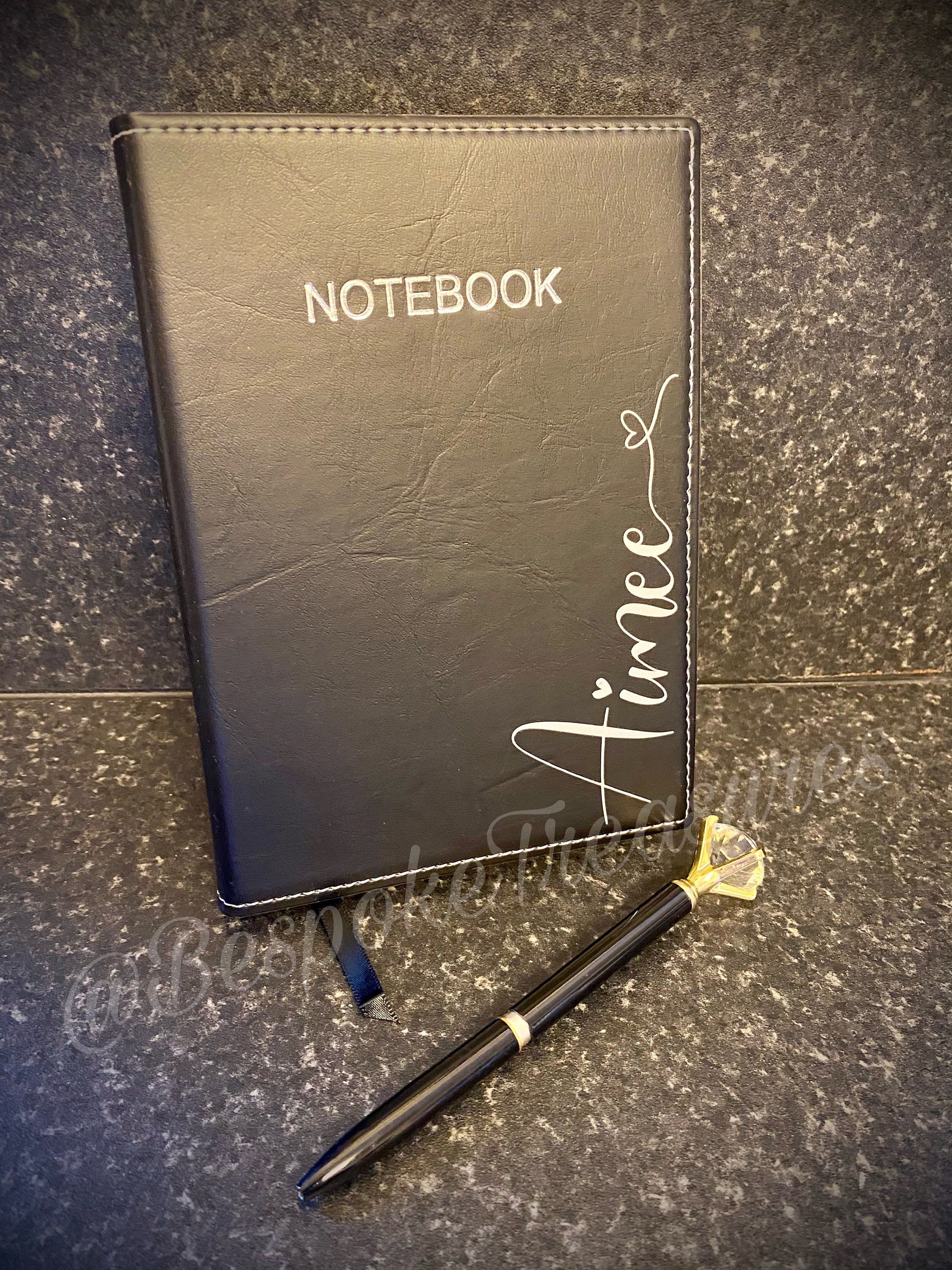 Personalised faux leather notebook and pen set / Gift set / Etsy