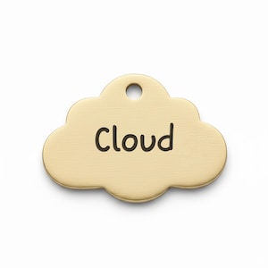 Cloud Engraved Pet ID Tag Personalized, Minimalist Dog Charm