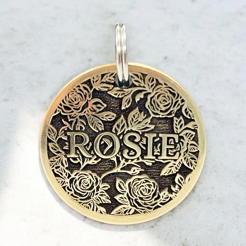 Engraved Brass Dog Tag, Cooper Cat Name Tag, Personalized Pet ID Tag
