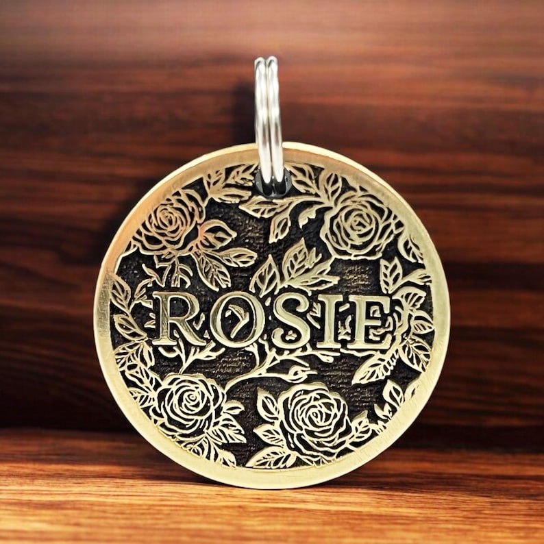 Engraved Brass Dog Tag, Cooper Cat Name Tag, Personalized Pet ID Tag