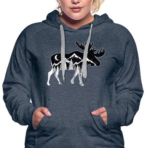 Moose and Mountains Hoodie, tree hoodie, women's mountain hoodie, women's Colorado hoodie, women's mountain sweatshirt, women's moose hoodie