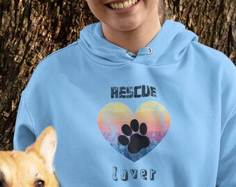Rescue Lover Hoodie, regalo para padres de mascotas, camisa para perros de rescate, amor de rescate, sudadera para perros de rescate, regalo para padres de mascotas, suéter para mascotas de rescate