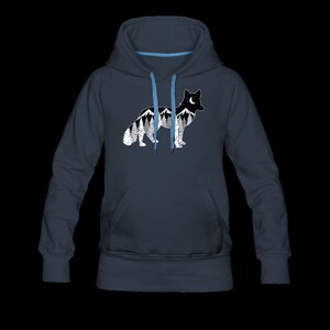FOX WITH MOUNTAINS AND TREES | Women’s Hoodie - navy