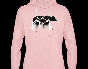 Bear Mountains & Trees sudadera con capucha ligera, sudadera con capucha de árbol unisex, sudadera con capucha de montaña, sudadera con capucha de Colorado, sudadera con capucha de Colorado, sudadera con capucha de oso, amor de oso