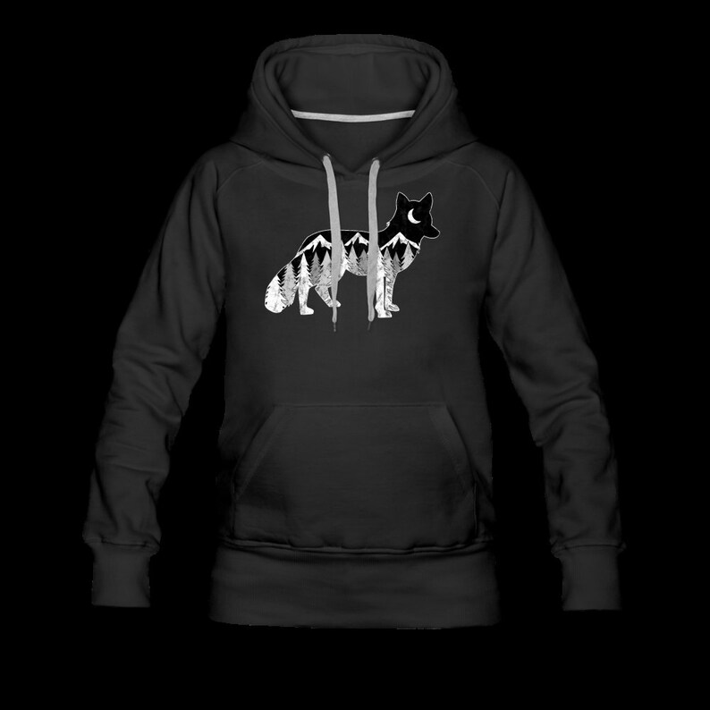 FOX WITH MOUNTAINS AND TREES | Women’s Hoodie - black