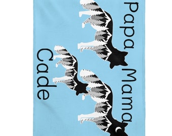 Manta de zorro azul, manta de bebé con nombre personalizado, regalo de bebé de Pascua personalizado, prop de anuncio de bebé, regalo de ducha de bebé personalizado, vivero de bosque