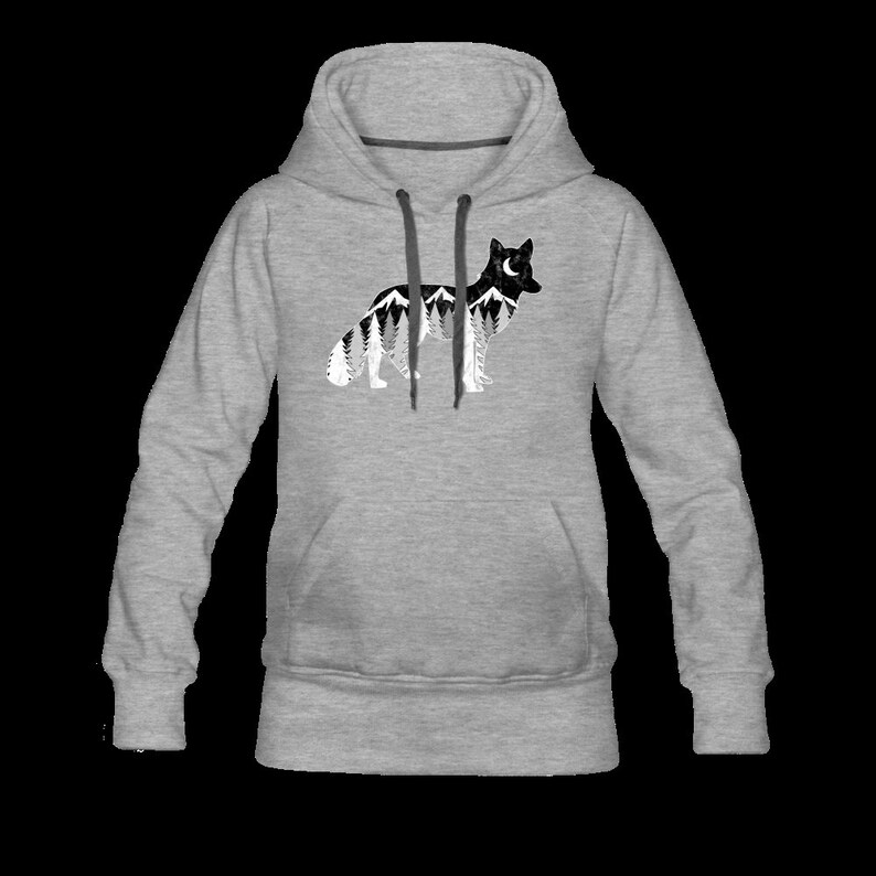 FOX WITH MOUNTAINS AND TREES | Women’s Hoodie - heather gray