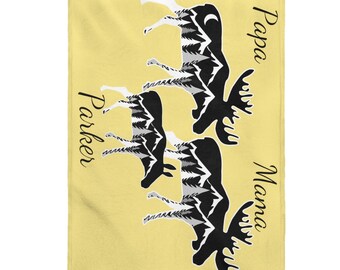 Manta de alce personalizada amarilla, regalo de ducha de bebé personalizado, manta de bebé Woodland, manta de bebé personalizada, manta de bebé del bosque, nuevo bebé personalizado