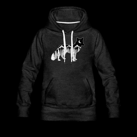 Fox Mountains Trees Women’s Hoodie, woman's fox hoodie, gift for fox lover, mountain hoodie, Colorado sweatshirt woman, wildlife hoodie