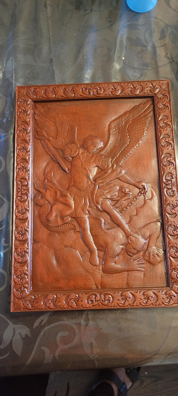 Saint Michael the Archangel Wood Carving - Etsy