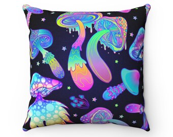 16x16 Starchild's Designs Colorful Trippy Psychedelic Magic Mushroom Rave Festival Throw Pillow Multicolor 16x16 Starchild's Designs Colorful Trippy Psychedelic Magic Mushroom Rave Festival Throw Pillow Multicolor