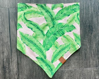 Tropical Palm Dog Bandana, Tie On Pet Scarf
