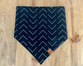 Boho Dog Bandana, Tie On Pet Scarf, Chevron Print