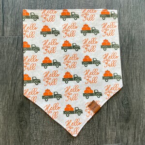 Hello Fall! Dog Bandana // Tie On // Pet Accessories // Scarf for Dogs // Small // Medium // Large // Pasadena, California, USA