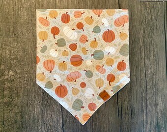 Pumpkin Spice Dog Bandana, Fall Pet Scarf, Tie On