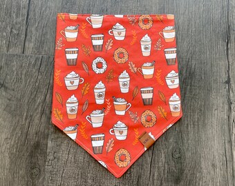 Pumpkin Spice Latte Dog Bandana, Fall Pet Scarf