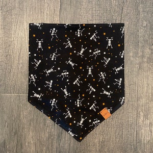 Glow in the Dark Spooky Skeletons Dog Bandana // Tie On // Pet Accessories // Scarf // Small // Medium // Large // Pasadena, California, USA