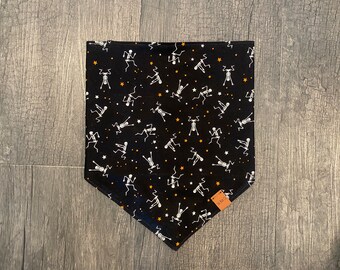Glow in the Dark Skeleton Dog Bandana, Spooky Pet Scarf