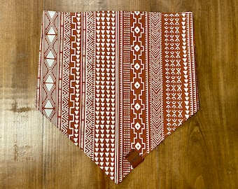 Rusty Copper Aztec Dog Bandana, Tie On Pet Scarf