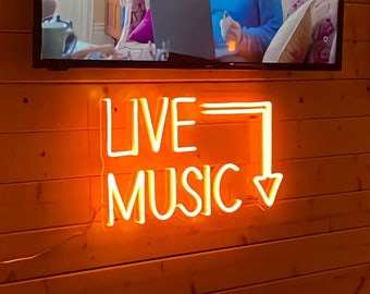 LIVE MUSIC Neon Sign,Live Music Led Sign,Music Studio Decor,Retro Home Decor,Neon Sign Wall Art