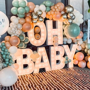 Letras de marquesina Oh BABY, letras iluminadas grandes para graduación, letras de marquesina personalizadas, letras de marquesina grandes personalizadas, luces de marquesina LED, decoración de compromiso