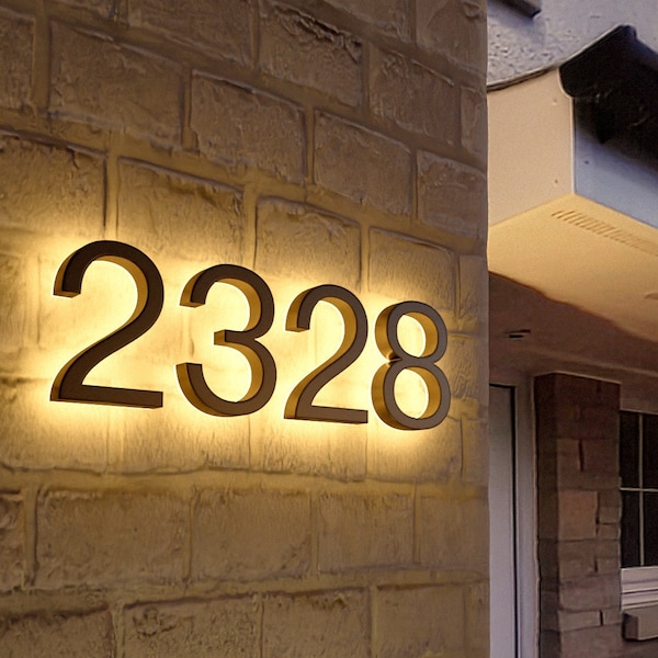 LED Metal House Number Sign | Custom LED Address Number Sign | Metal Address Sign | LED Metal Address Numbers | housewarming gift