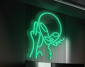 Alien Neon Sign Funny LED Light Sign Alien Invasion Smokes Neon Lights for Shop Bar Pub Man Cave Hip Hop Party Wall Decoration