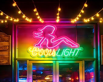 Coors Light Neon Sign for Wall Decor,Led Business Signs,Beer Neon Signs,Neon Light for Man Cave Bar Restaurant,Shop Wall Neon Light Decor