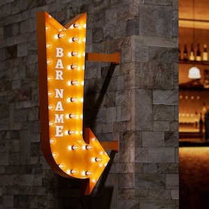 Personalized Metal Arrow Marquee Sign,Custom Lettering Arrow, house number with arrow sign，Reception sign,Custom metal sign,BAR Decor