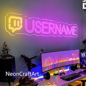 Custom Gamer Tag Neon,Personalized Username Neon Sign,Custom Game Logo,Twitch Neon Sign,Streaming Led Sign,Gamer Husband Gift,Man Cave Gifts