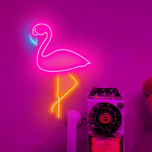 Bestseller! LED-Flamingo-Neon-Schild, Flamingo-Dekor, Led-Schild für Schlafzimmer, schöne Bordsteinkante, Home-Room-Wand-Dekor