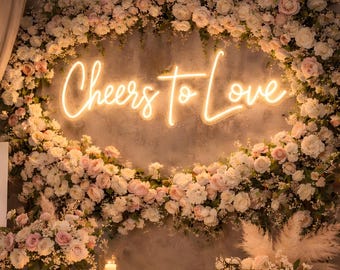 Cheers to Love Neon Sign, Wedding Backdrop Decor, LED Sign for Reception, Engagement Party Decor, Couple Gift