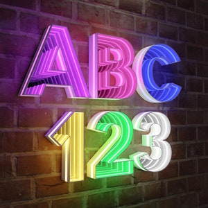 Letras y números de espejo infinito 3D personalizados, logotipo de espejo infinito personalizado, espejo infinito LED personalizado para decoración de pared de bar/salón/negocio