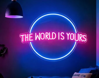 The World Is Yours Neon Sign, Wedding Neon Sign, Neon Sign Bedroom, Wedding Gift, Custom Wedding Decor, Led Light Home Bedroom Wall Decor