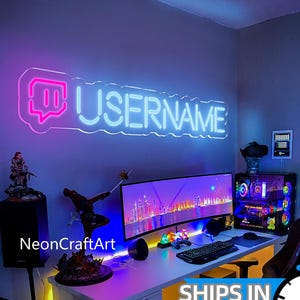 Personalized Gamer Tag Neon,Custom Username & Game Logo Neon Light,Twitch Neon Sign,Streaming Led Neon Sign,Gaming Room Decor Man Cave Gifts