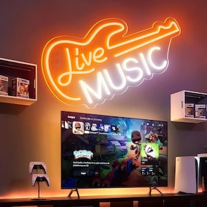 Live MUSIC Decor Neon Sign, Bar Neon Light, Live MUSIC Studio Neon Led Sign for Living Room Bedroom Decor