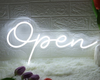 Open Neon Sign Business Logo, Neon Open Sign, Handmade Welcome Sign for Shop Decor, Modern Open Bar Neon Light