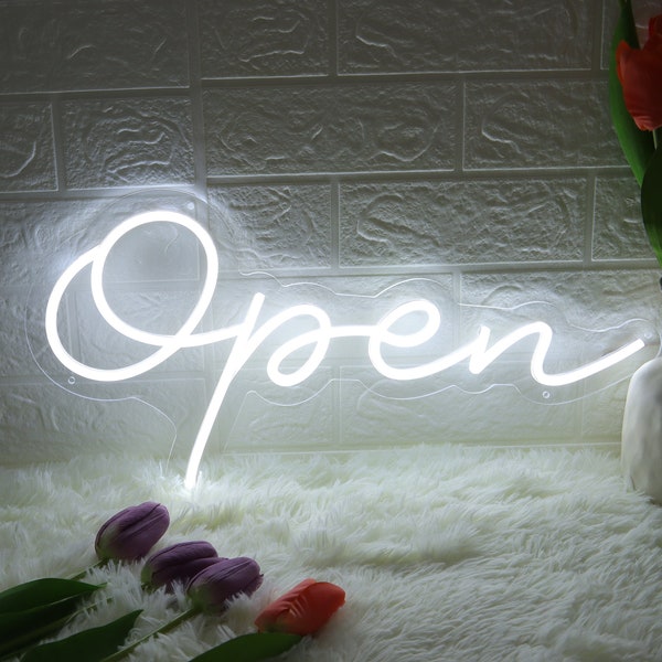 Open Neon Sign Business Logo, Neon Open Sign, Handmade Welcome Sign for Shop Decor, Modern Open Bar Neon Light