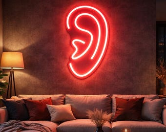 Human Ear Neon Sign, LED Wall Art Decor, Custom Neon Light